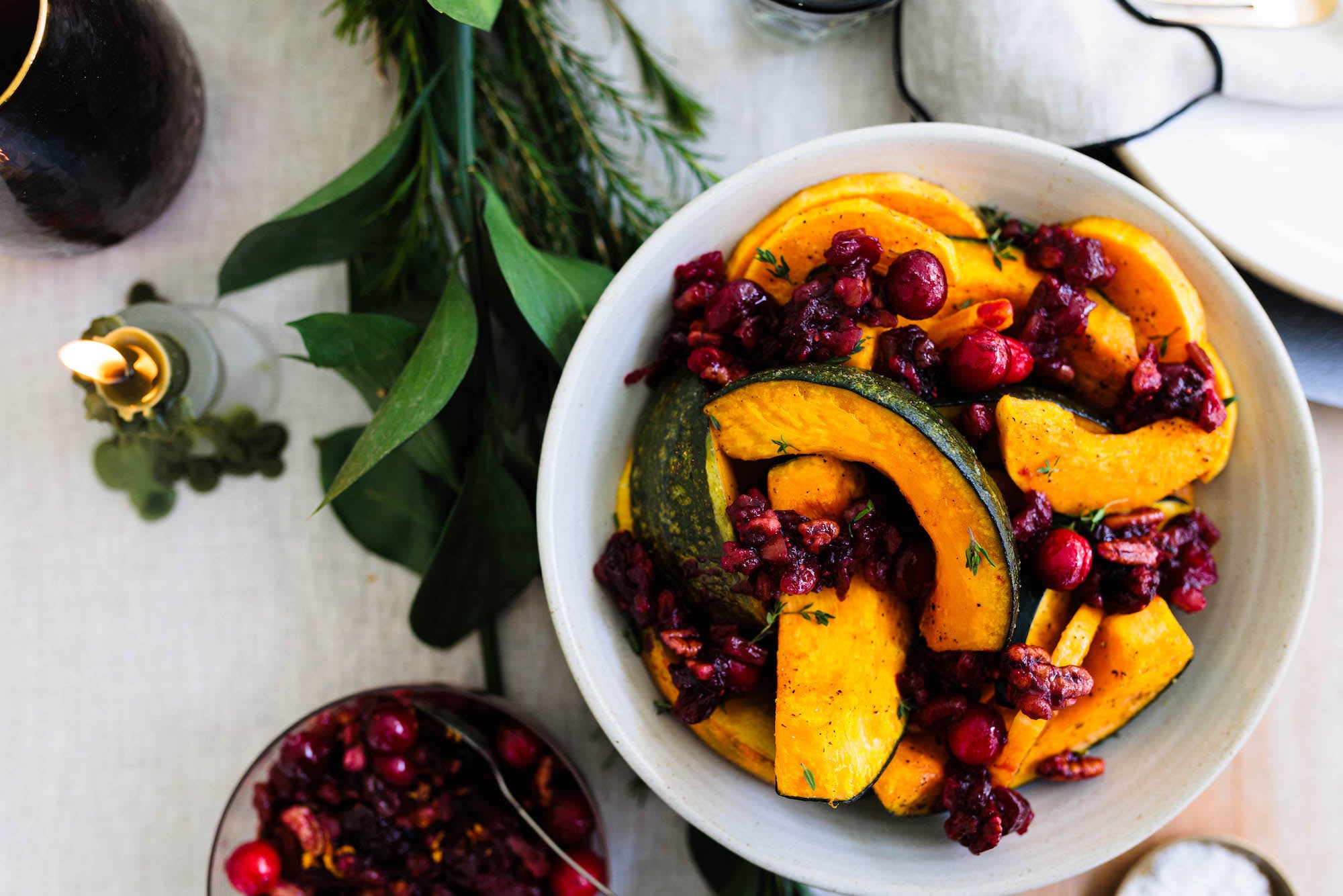 Roasted Squash with Cranberry-Pecan Sauce