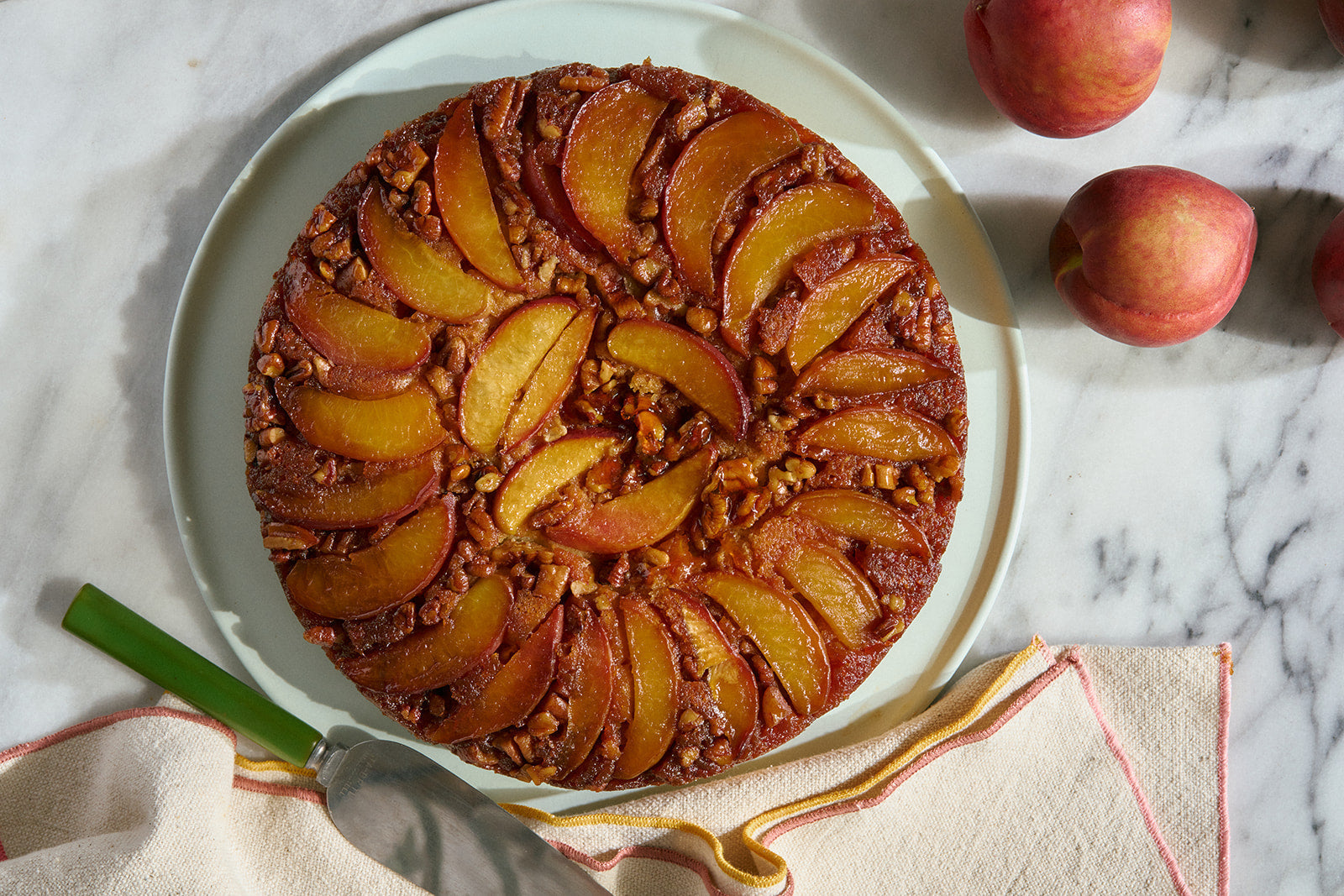 Peach & Pecan Upside Down Cake