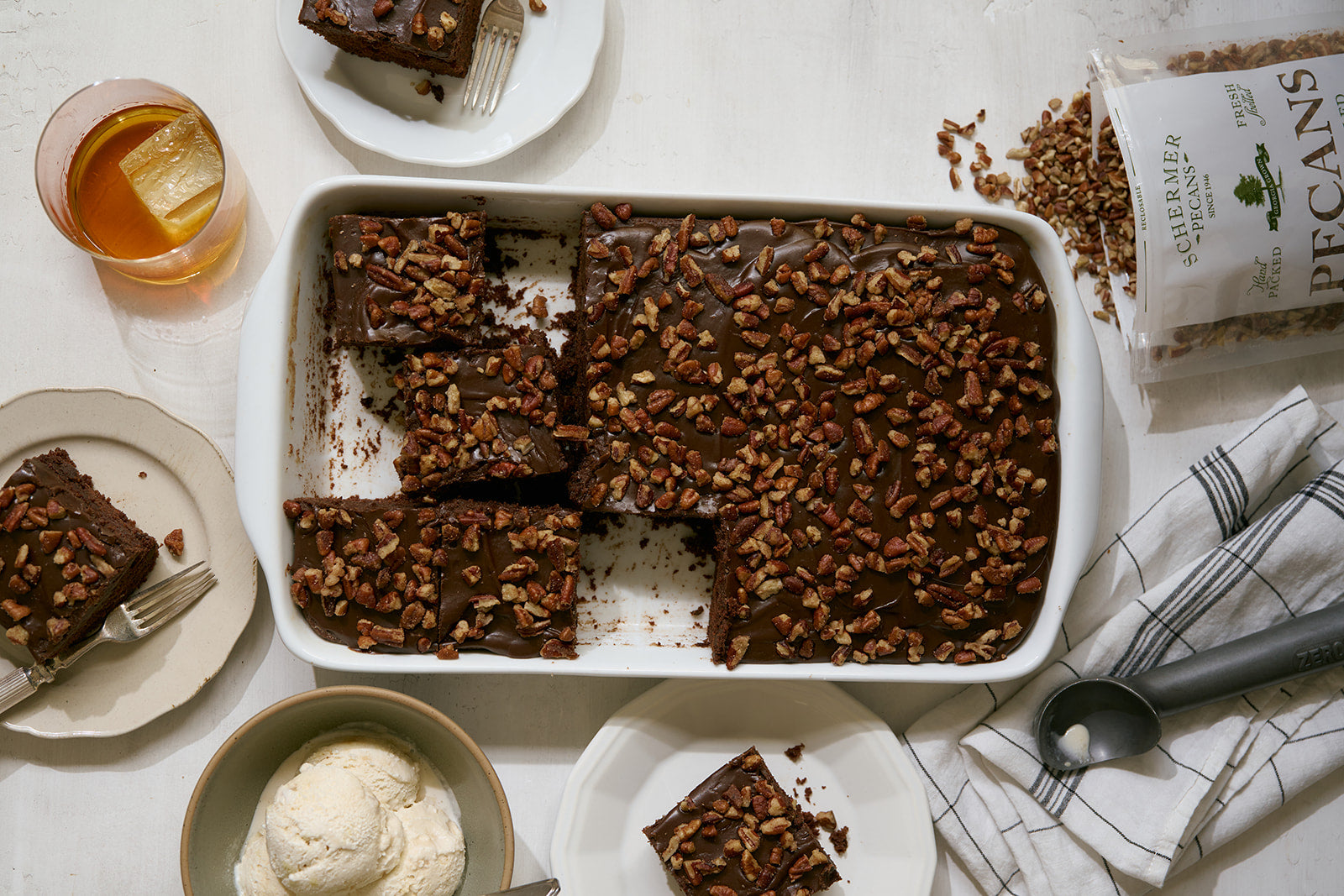 Boozy Chocolate Pecan Sheet Cake