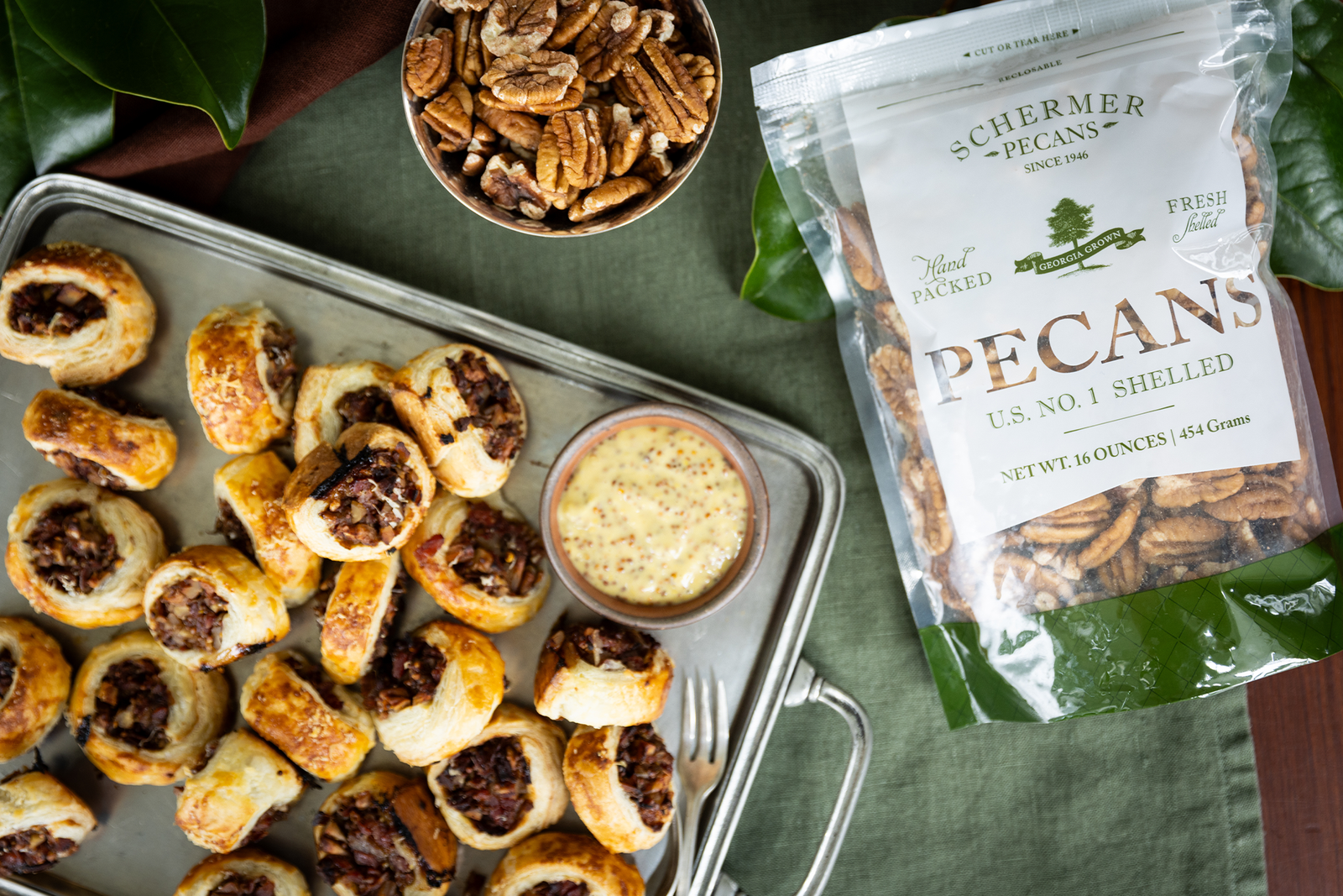 Pecan Puffs with Dates & Salami