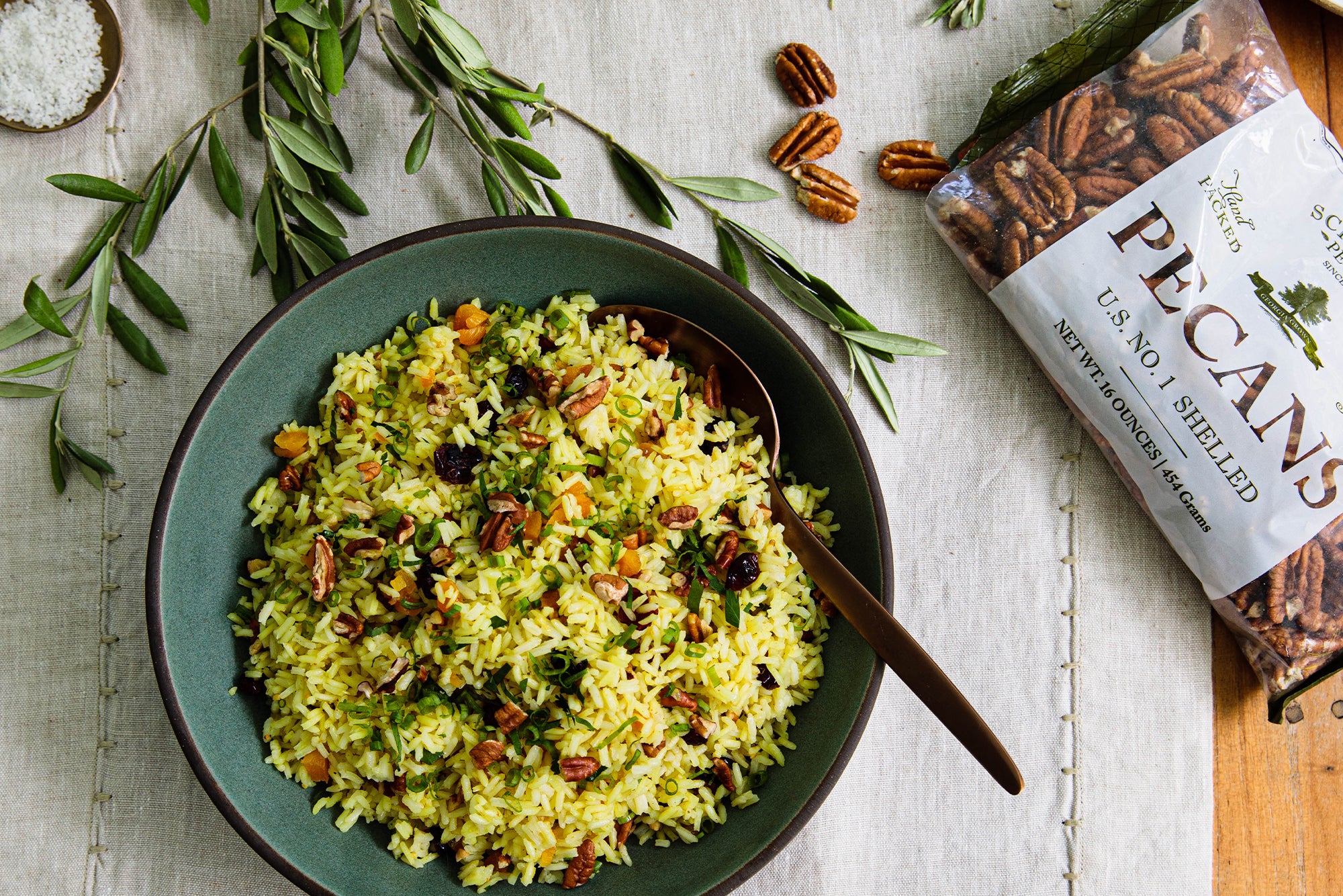 Turmeric Rice Pilaf with Pecans, Apricots, and Cranberries
