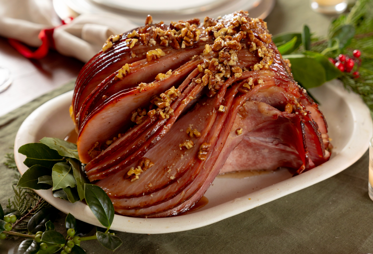Baked Ham with Apple Cider Pecan Glaze
