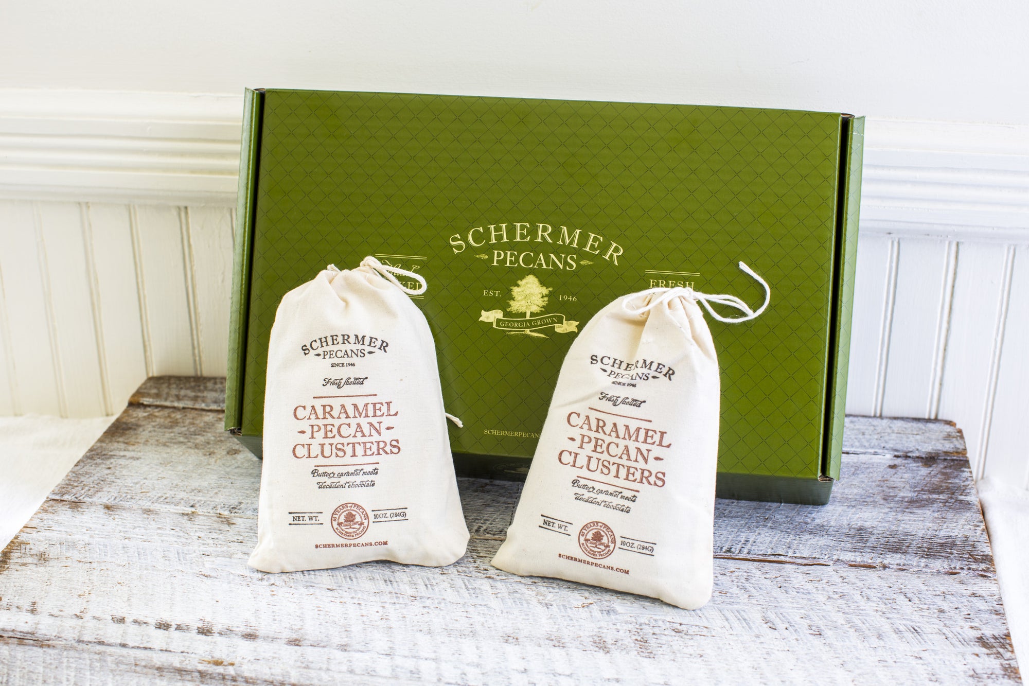 Schermer Pecans | Pecan Caramel Clusters | Mammoth Pecans
